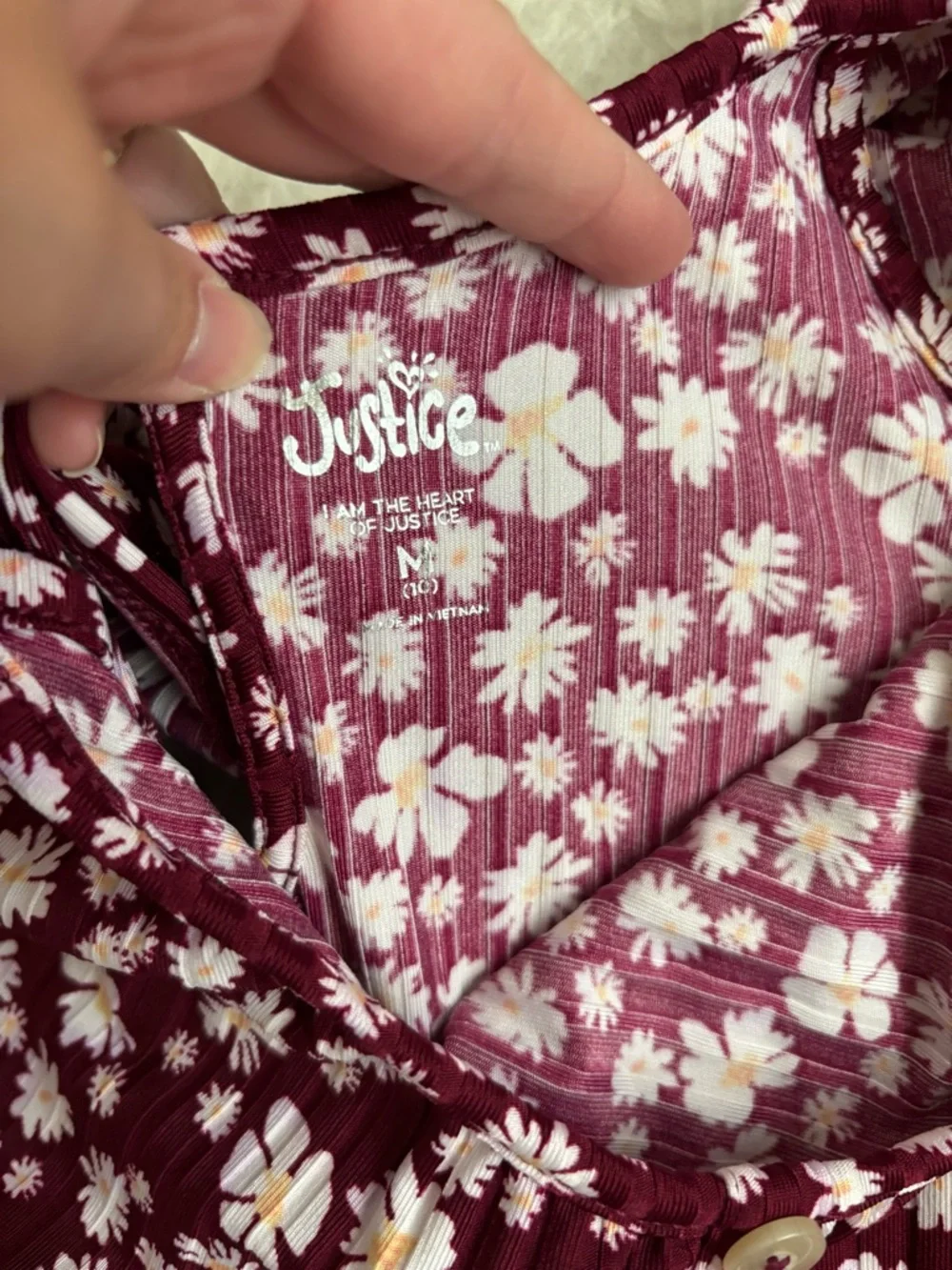 Justice Girls Burgundy Ditzy Floral Wide Leg Stretchy Romper